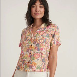 Marine Layer Lucy Short Sleeve Resort Shirt in Groovy Print